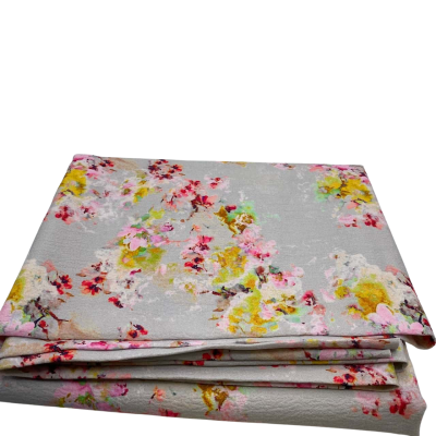 synthetic mix fabric.  140 (w) x 206 (L) cm excludes selvages. Cherry  blossom type pattern. (fab 1).