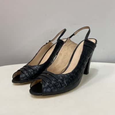 David Lawrence Womens  Size 40 / 9 / 9.5 Leather Block Heels Black  
