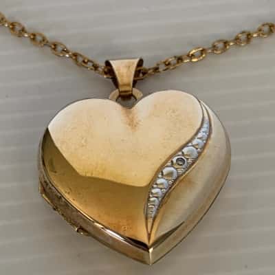 9ct Two Tone Gold Diamond Heart Locket - Angus & Coote