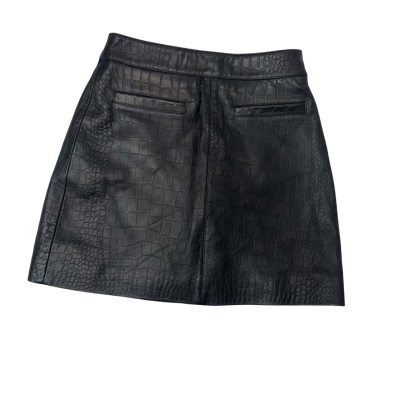 ENA PELLY Womens  Size 6 100% Leather black skirt 