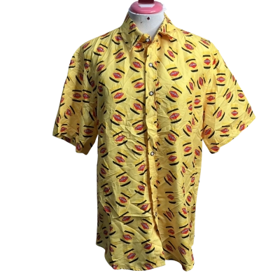 Vegemite Mens  Size L Hawaiin Shirt Yellow 