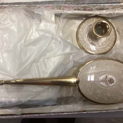 English hairbrush and candle holder set