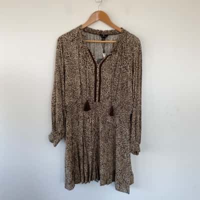 Dannii Minogue Petites Animal Print Shirred Waist Dress Size 16 