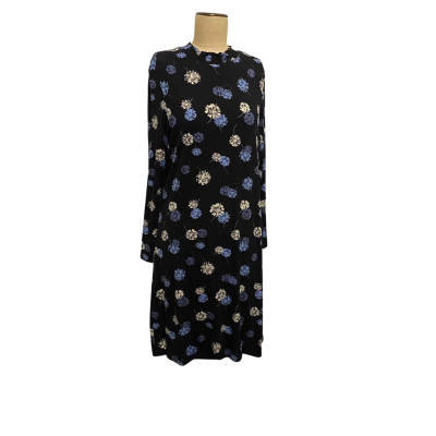 Capture Womens  Size 14 Casual Dress / Floral Dress / Long Sleeve Dress / Midi Dress Black  / Floral 