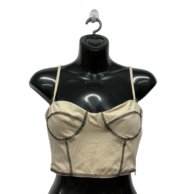 Princess Polly Womens  Size 10 Cropped Top / Shoestring Strap Top Beige 