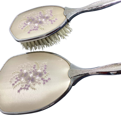 Reproduction vintage hand mirror and brush 