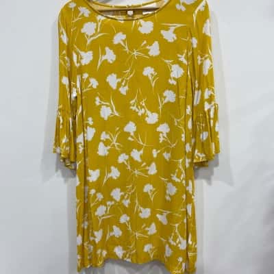 Seed Heritage Womens  Size 12 Midi Dress Mustard / White 