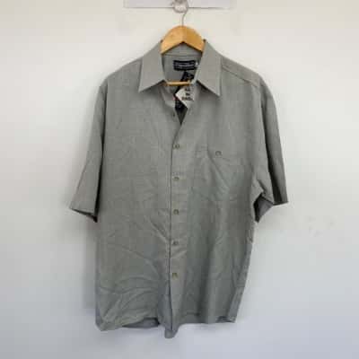 Cipollini Grey Checked Short Sleeve Wet No Sweat Shirt Size L 