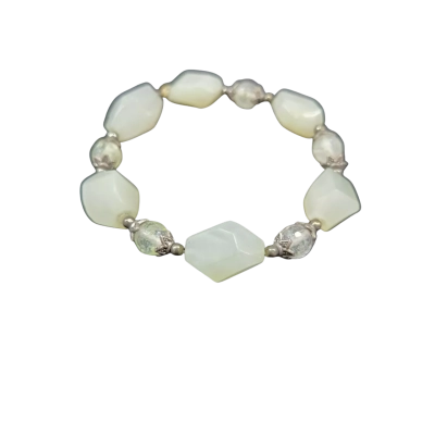 Elastic Jade/Quartz Beaded Bracelet