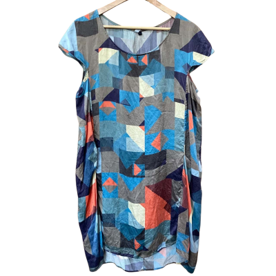 ELK Colourful Geometric Patterned Silk Dress Size L 