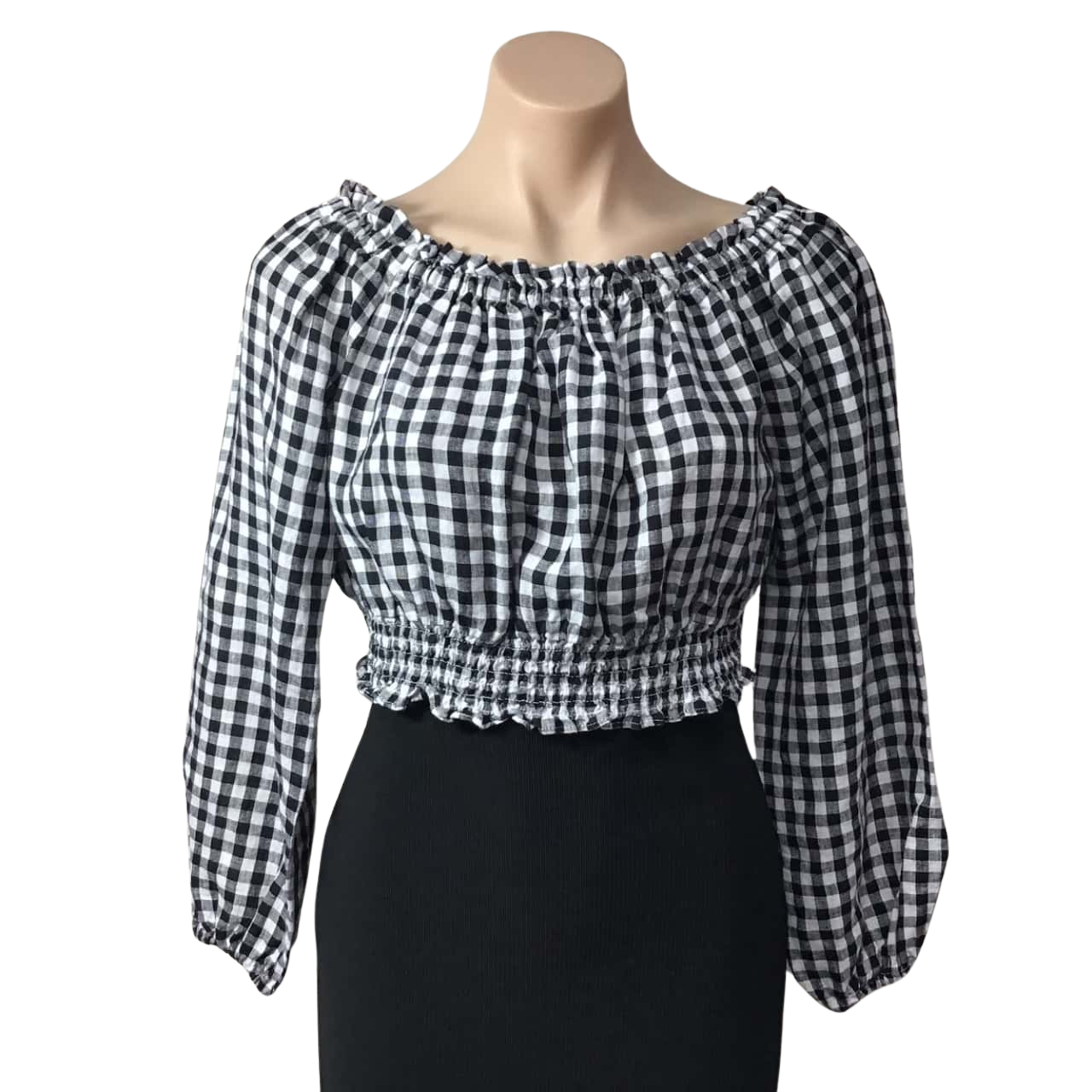 Sportsgirl Womens Size 10 Black / White / Checked 100 Linen Long