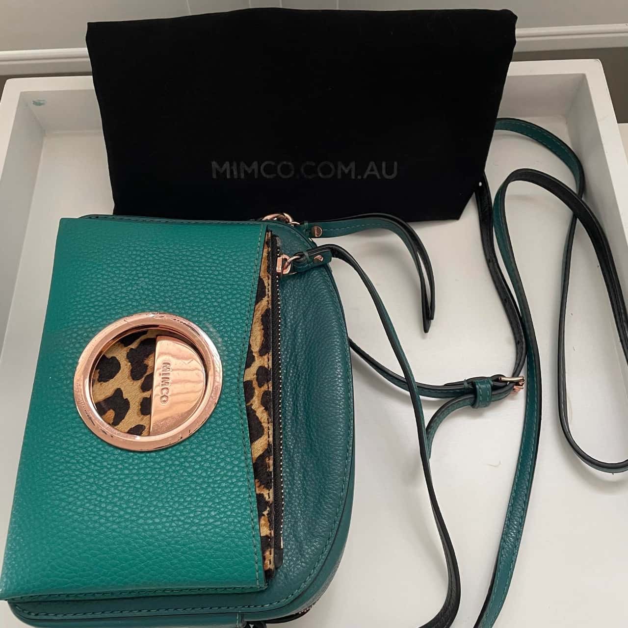 Mimco Womens Cross Body Bag Animal print / Green