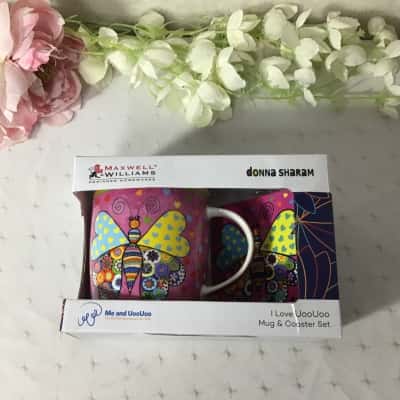 Maxwell & Williams Donna Sharam "I Love Uoo Uoo" Mug & Coaster Set (new in box)