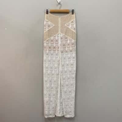 Winona Womens  Size 8 Lace Maxi Skirt Off White / White 