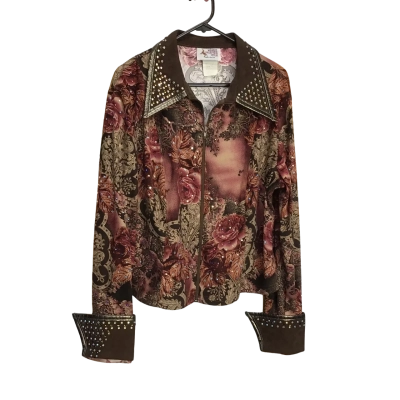  Western Collection Womens  Size XL  Diamonte Decal Collared Shirt