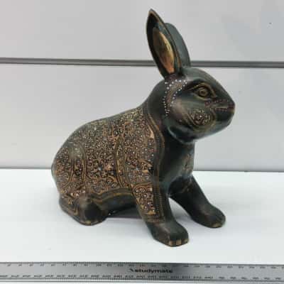 Collectable Brass Bunny Painted 