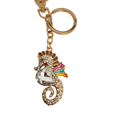 Seahorse Rose Gold Crystal Rhinestone Keychain Multicoloured /  Rose Gold