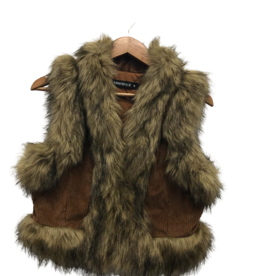 Dangerfield Brown Crop Size 6 Faux-Fur Coat 