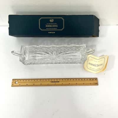 Bohemia Crystal Baroque 30cm Cracker Tray 24% Lead Crystal Czech Republic Boxed