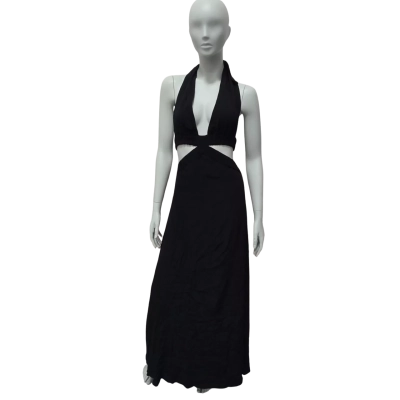 One Mile Womens  Size 8 Halter Neck Dress / Maxi Dress Black  