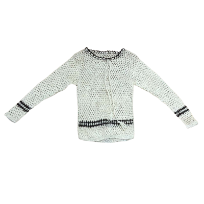 Handmade Knit Cream & Brown Long Sleeve Top Size S