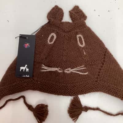 NEW - Eco Fashion Studio 100% SUPER-FINE ALPACA Womens One Size KNITTED Beanie Brown 