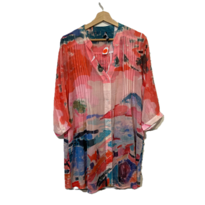 David + Jessie Womens  Long Top/ Dress Size M Short Sleeve Shirt Multicoloured 