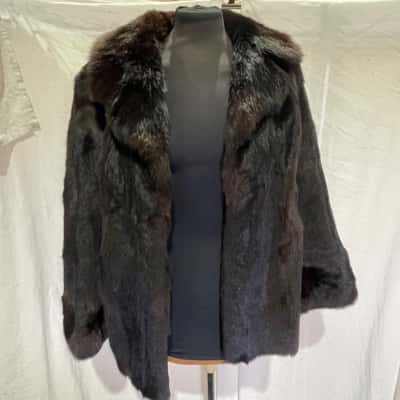 GENUINE FUR Size 14 Fur Coat Brown 