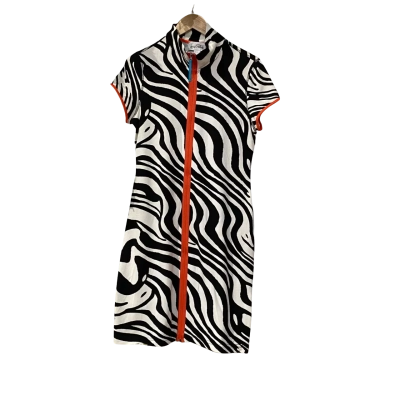 Joseph Ribkoff Womens  Size 14 Midi Dress Black  / Pattern / White 