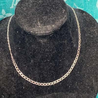  Womens Necklace Stirling Silver Figaro Chain 19 cm drop