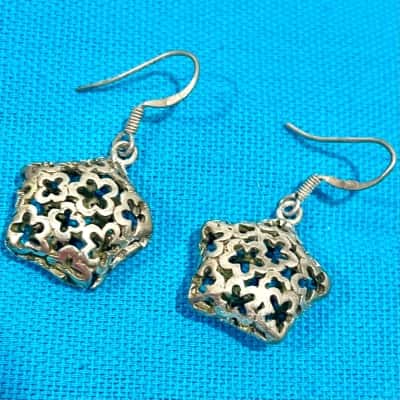 925 Silver Filligree Star Earrings 