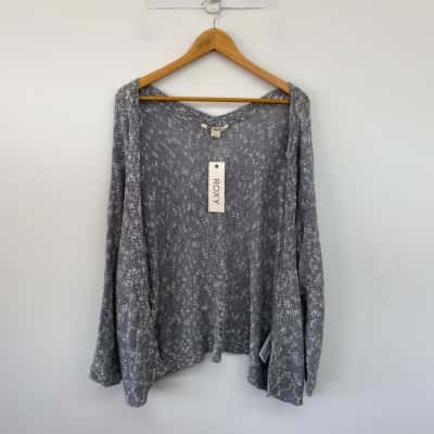 Roxy Grey Knit Open Front Cardigan  Size XS 
