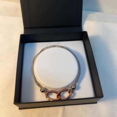  Two tone 925 silver and rose gold Hoskings bracelet 