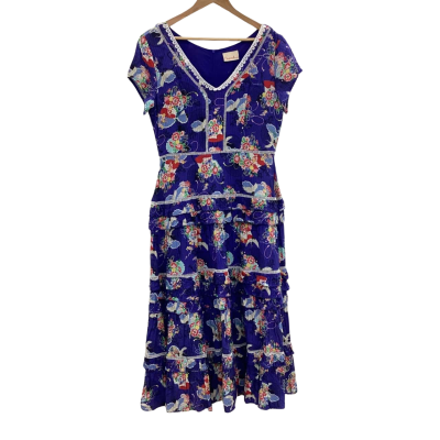 Womens Maiocchi Size 10 Floral Dress Blue 