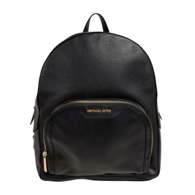 Michael Kors Jaycee Medium Backpack in Black Pebbled Leather w/ Gold-Tone Hardware