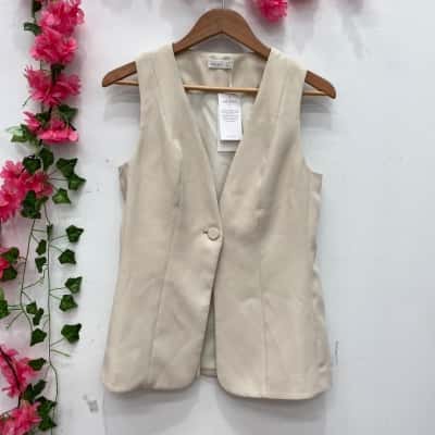 Kookai Womens Serge Vest Size 10 Beige 