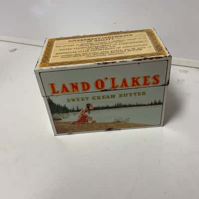 Vintage land o lakes sweet cream butter metal recipe box