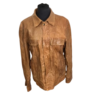 Industrie Mens  Size XL Leather Jacket Brown 