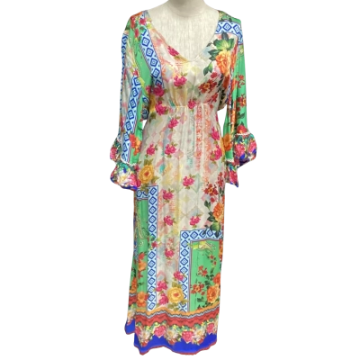NEW - Lula Soul  Size L Midi Dress with Pockets Multicoloured 