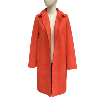 Zara Womens  Faux Suede Duster Coat Size S Red 