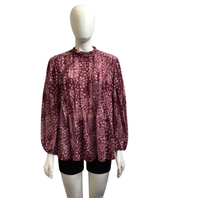 Brand New Basque Womens  Size 14 / Petite Autumn Mist Long Sleeve Top Wine Mix