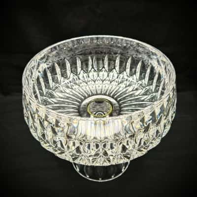 Gorham Style Possibly West German Crystal Pedestal Candy/Nut/Floral Bowl 2.4kg Weight 18cm Height x 18cm Diameter  (cubes)