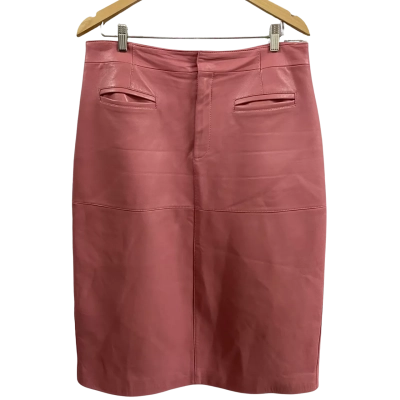 ENA PELLY Womens  Size 14 Pink Leather Midi Skirt 