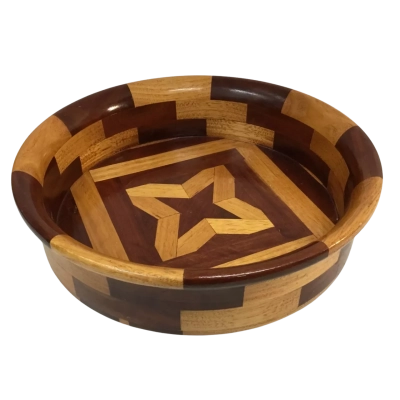 Wooden Patterned Bowl Approx 25.5 x 8cm