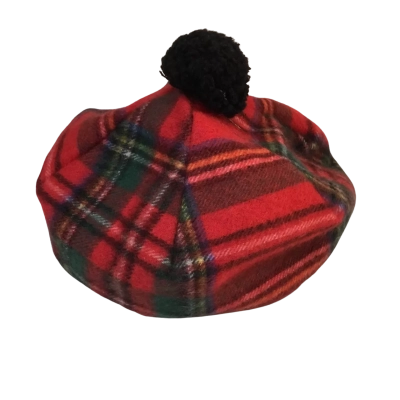 Edinburgh 100% Casmere Red Checked Hat One Size