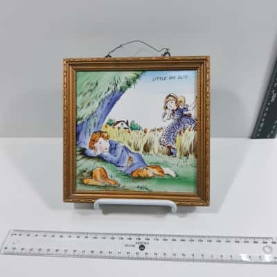 Little Boy Blue Hand Painted Wall Art Vintage Framed Tile 