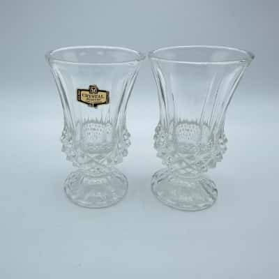 2 x Vintage Zajecar Crystal Vases