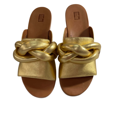 Fitflop Gold Leather Slides. Sz EU 41 /US 9