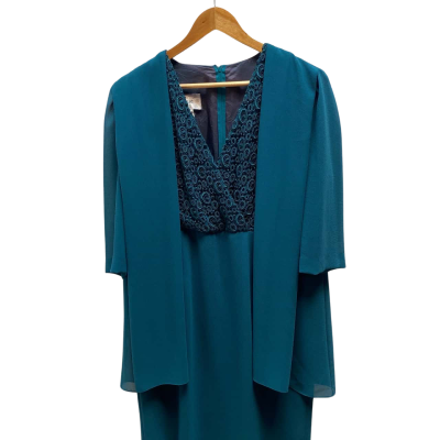 Laura K. Womens  Size 12 Teal Evening Dress