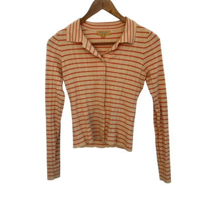 VRG GRL Womens  Size L Button-down Cardigan Orange / Striped 